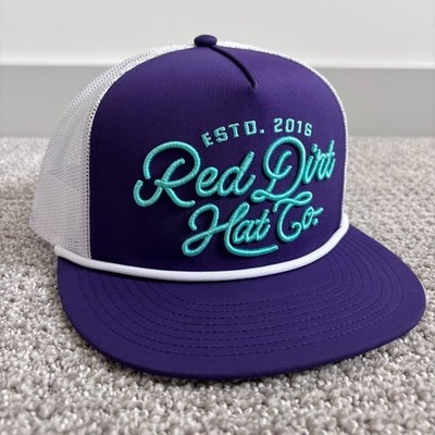 Red Dirt Hat Co Trucker Hat Snapback Purple Teal Embroidered Rope OSFM