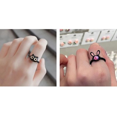 Mode Cat Cat Paar Finger Ring Rabbit Tier Öffnen verstellbarer Ring 