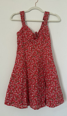 Francesca s Red Floral Fit & Flare Sleeveless Sweetheart Dress Teen/Women s XS