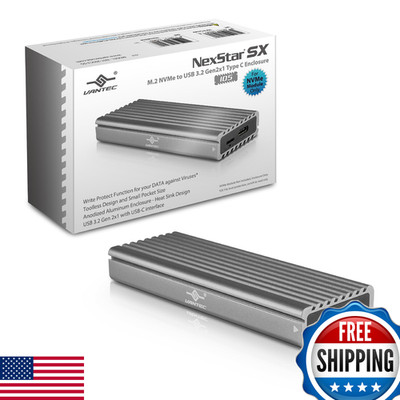 Vantec M.2 Nvme Ssd To Usb 3.1 Gen 2 Type C Enclosure C To C Cable Space Gray
