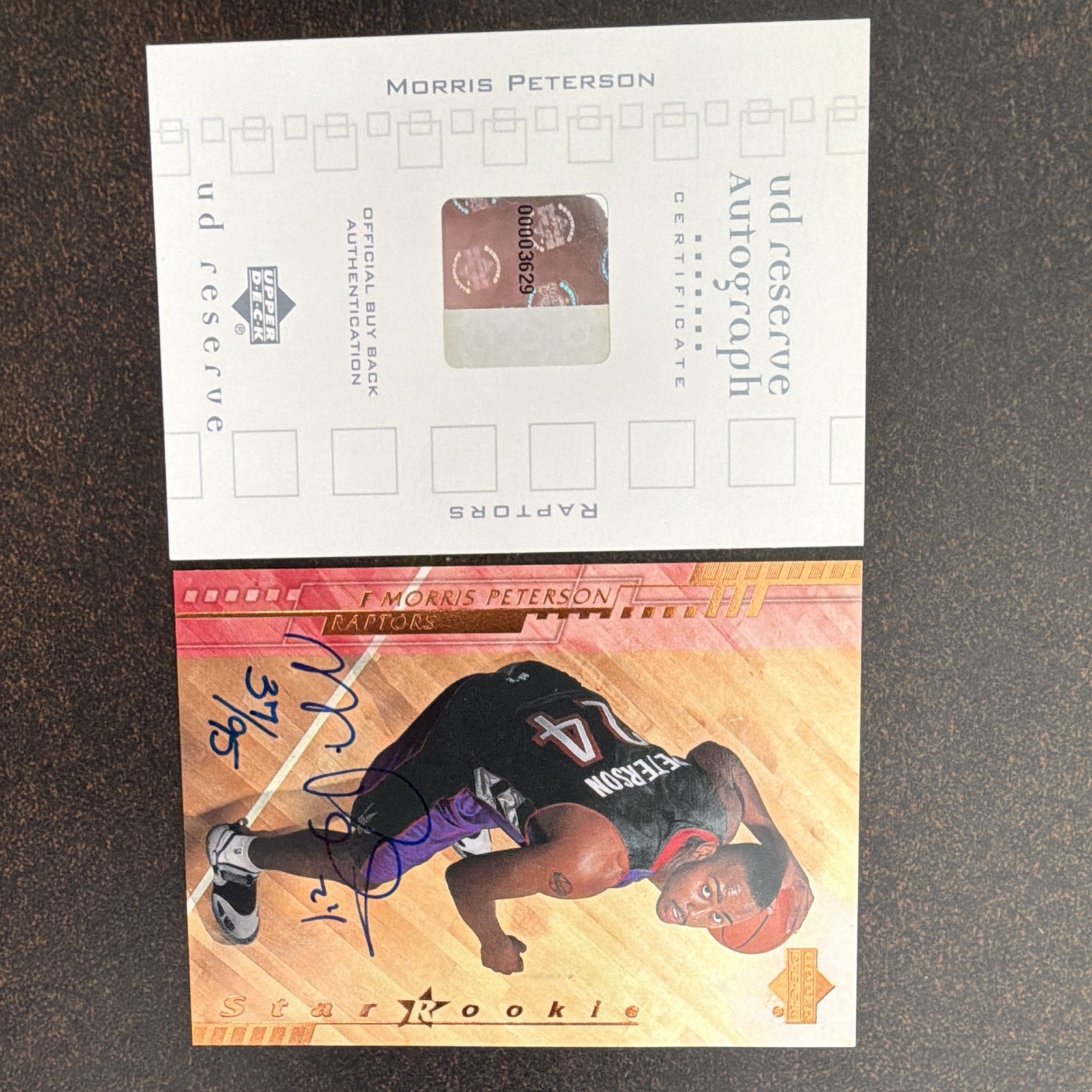 Morris Peterson #218 2000-01 UD Reserve Basketball Autographed Buybacks