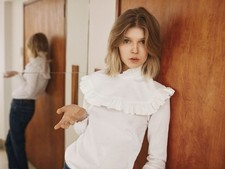RARE Alexa Chung M&S White Frill Harry Blouse Victorian Pie Crust UK 8 36 4 ASO