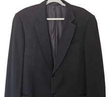 Armani Collezioni Men's 44R Suit Jacket Dk Blue/Black Textured Blend Silk/Rayon