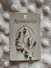 Accessorize Earrings Set of 10 Minimalist Gold, Blue Grey Designs