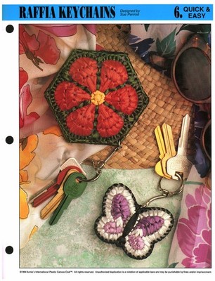Raffia Keychains | Annie's Plastic Canvas Club Quick & Easy PCC308-08