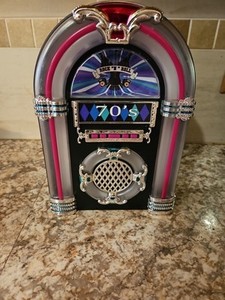 Rock N Roll 70's Tabletop illuminated 3 Song Jukebox - Works- New Batteries Read