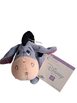 The First Years Small Disney Baby Blue EEYORE 6'' Plush Rattle Baby Soft Eye
