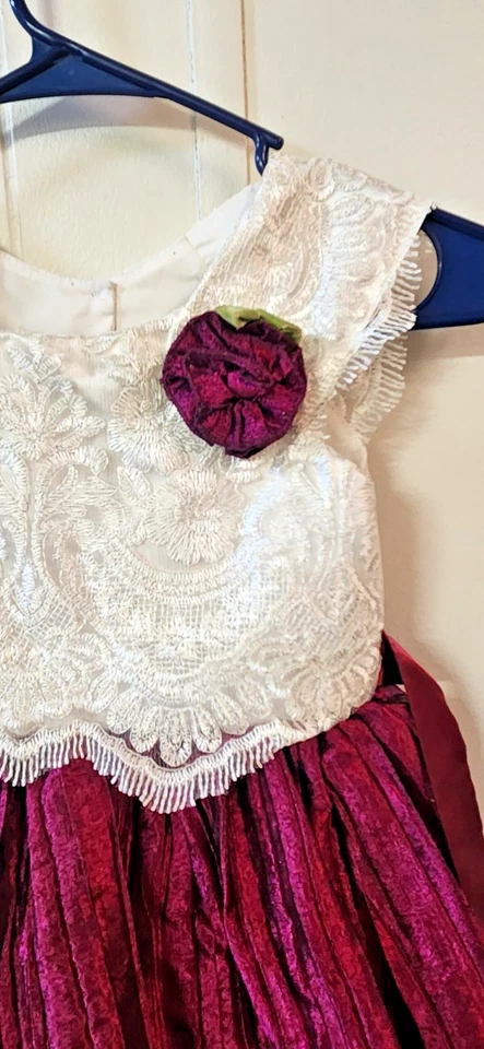 Vestido Jona Michelle Niñas Marfil Popover Niveles Metálico Fantasioso-Talla 6 Navidad Foto 2 de 4