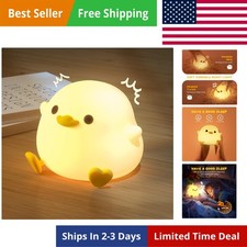 LED Cute Bean Duck Night Light, DoDo Duck Silicone Nursery Night Light Squish...