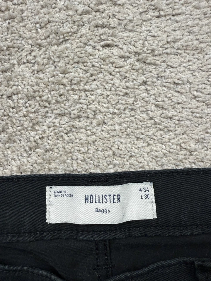 Hollister  Double Knee Pants Men's 34x30 Fits 36x28 Black Carpenter Baggy Y2K - Image 3 of 4