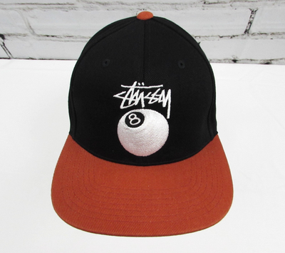 Stussy 8 Ball Hat Black/Orange SnapBack Adjustable Baseball Cap