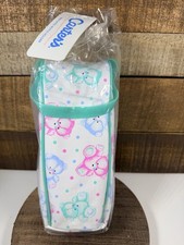 Vtg Carter's Individual Insulated Bottle Holder Bag Blue Pink Green Teddy Bears