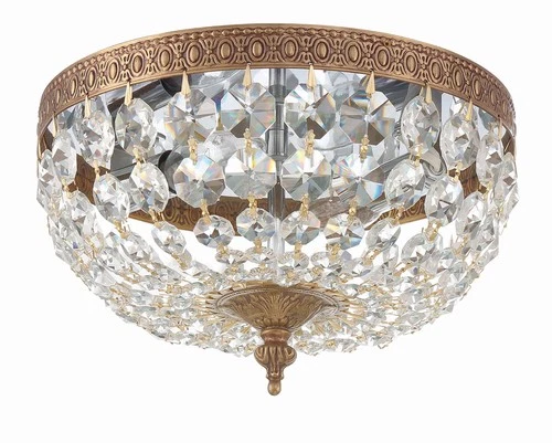 Crystorama Basket Crystal 10" Wide Brass Ceiling Light - Picture 2 of 7