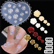 Rose Flower Nail Art Decorations Epoxy Resin Mold Nail Ornaments Silicone Mould
