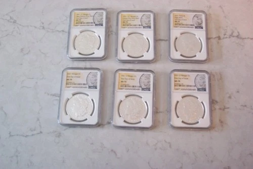 2021 $1 SILVER MORGAN & PEACE DOLLARS NGC MS70 FIRST DAY OF ISSUE FULL SET