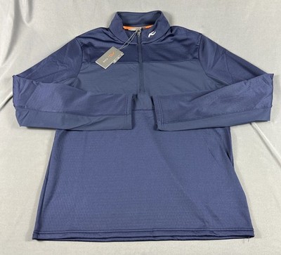 KJUS Golf Pullover Dane Midlayer Half Zip XL Atlanta Blue Polyester Wool $249