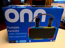 ONN. Portable Karaoke with Wireless Microphones  Voice Changing Effects