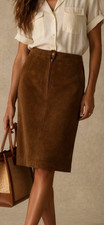 NWT Hunt Club Vintage Genuine Leather Suede Pencil Skirt Size 6
