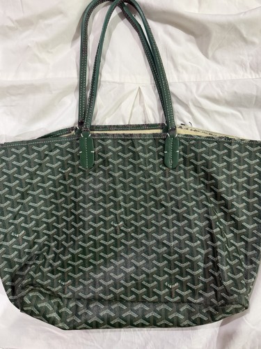 Authentic Goyard St. Louis PM Tote Bag Green Goyardine Canvas