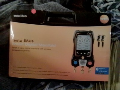 Testo 550S Basic Kit Smart Digital Manifold With Wired Clamp Temperature Probes