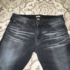 True Religion Men's Ricky Dark Wash Gray Denim Jeans Stretch Made in USA W34 L30