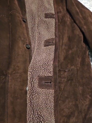 VINTAGE! MEN'S CLUB ROOM Leather/Sherpa Lined/ 3/4 Length Jacket/ Deep Brown XXL - Picture 21 of 23