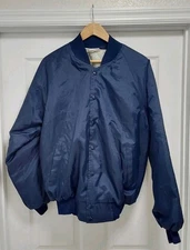 Vintage Hartwell Bomber Jacket Men's Size XL (46-48) Navy Blue Snap Made In USA 