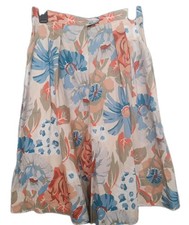 Vtg Christian DIOR Floral Crop Wide Leg Culottes Pants Shorts 12 Tropical Resort