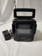 Sony Mega Watchman FD-525 Portable TV 4.5" B W CRT Screen AM/FM Tuner Working