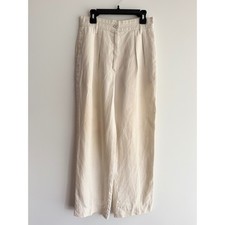 Vintage Escada High Rise Pleated Cream Linen Wide Leg Pants Luxury 38 US Size 2