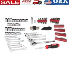 144 Pc Mechanics Tool Set Drive Sockets Wrenches Storage Case DIY Repair Durable