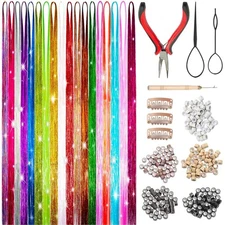 Hair Tinsel - 18 Colors Fairy Hair Tinsel Kit for Girls, 5400 Strands Tinsel Hai