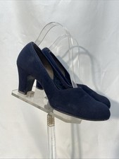 Vintage 1940s babydoll Navy Suede Pumps Size 8 By Carmelletes