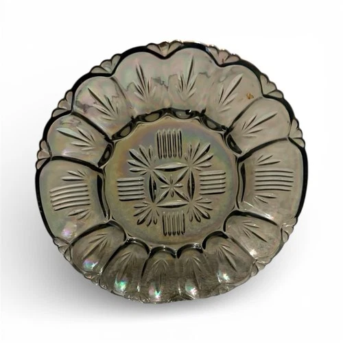 1950s Vintage Iridescent Glass 10.75" Egg Plate / Tray Federal Glass Georgetown