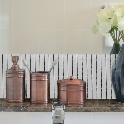 4 Rolls Mosaic Wall Stickers Bathroom Tile Transfers Adhesive Tiles