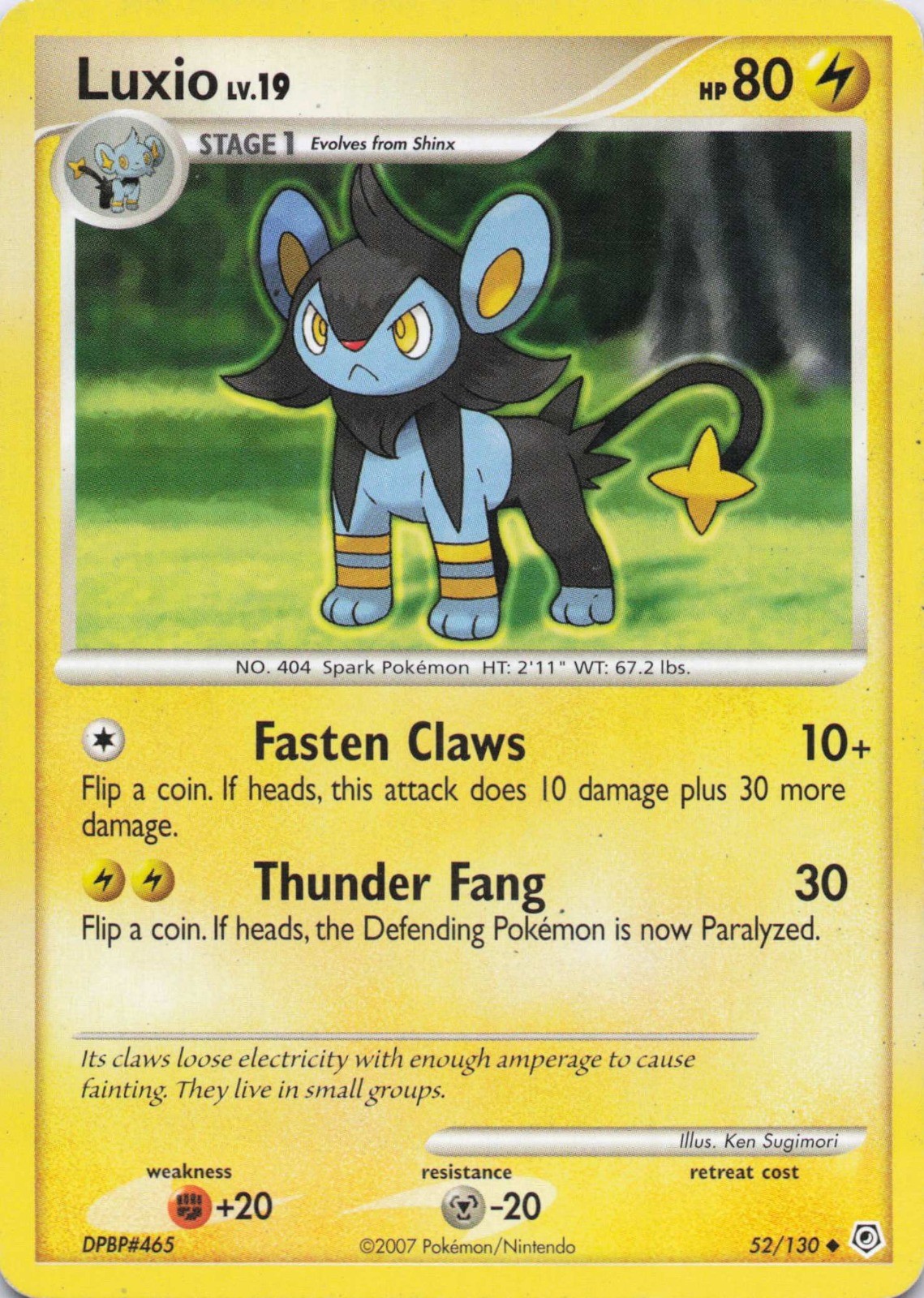Luxio 52/130 - Pokémon TCG Diamond and Pearl Uncommon LP