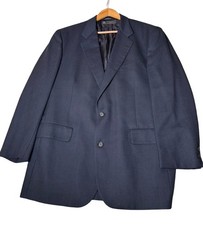 Brooks Brothers 100 Pure Wool Blazer Men Size 45 Blue Woven Texture Made In USA