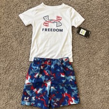 Under Armour shorts Shirt Set Freedom New Boys Kids Youth Toddler Size 3/6 Month