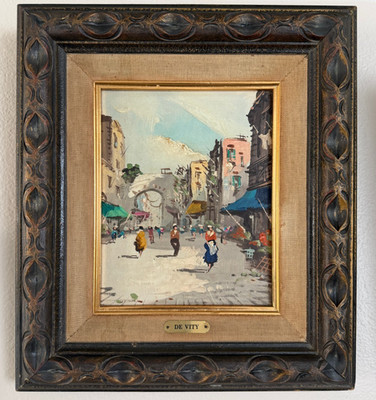 Vintage Original Italian Oil Painting Antonio De Vity Carved Frame Impressionist