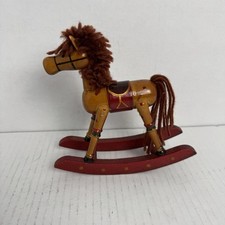 Vintage Wooden Rocking Horse Decor 6.5 Tall Made In Taiwan