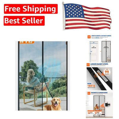 Strong Magnet Fiberglass Screen Door 36x82 - Hands-Free & Effective Bug Blocker