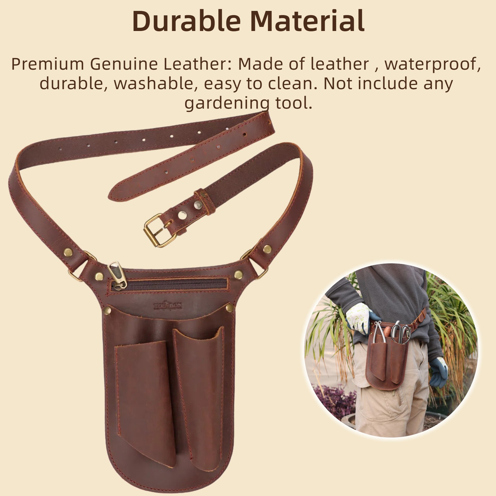 TOURBON Garden Tool Bag Florist Organizer Belt Utility Case Sling Farmer Pouch
