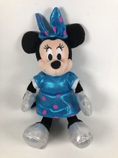 Ty Plush Sparkle Minnie Disney 8  Blue Polka Dot Dress 2014 Stuffed Animal Toy