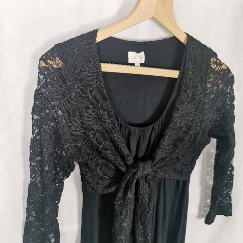 Ladies Dress Size 12 EAST Black Stretch Jersey Built In Tandem Lace Bolero Party - Picture 4 of 8