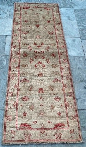 Vintage Hand Knotted Afghan Chobi Wool Kitchen or Hallway Cozy Runner Rug 2x6 ft
