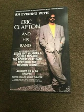 Eric Clapton Stevie Ray Vaughan Robert Cray 1990 Cardstock Concert Poster 12x18