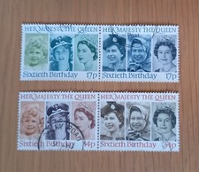 Complete GB used stamp set: 1986 60th Birthday of Queen Elizabeth II