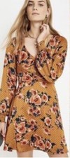 NEW FREE PEOPLE Morning Light Floral Orange Polka Dot Floral Dress (Size 2)