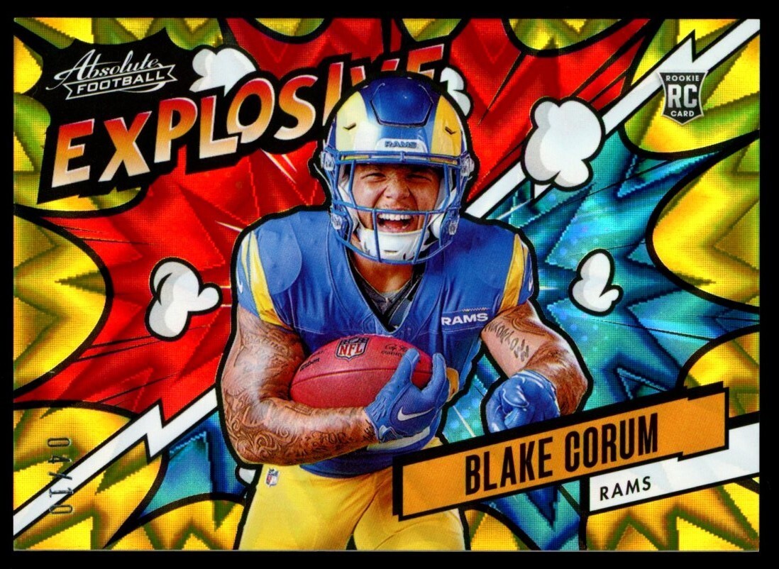 Blake Corum 2024 Panini Absolute Explosive Gold Rookie Card 04/10 Pack Fresh RC