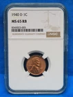 1940-D NGC Lincoln Wheat Cent Graded MS-65 RB NGC # 8345023-003